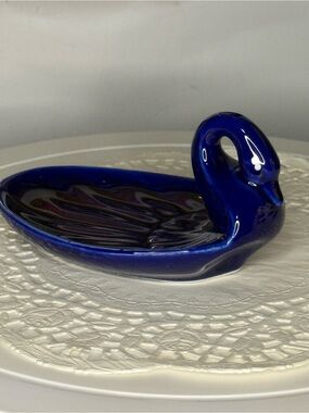 Vintage Swan Soap Dish Cobalt Blue